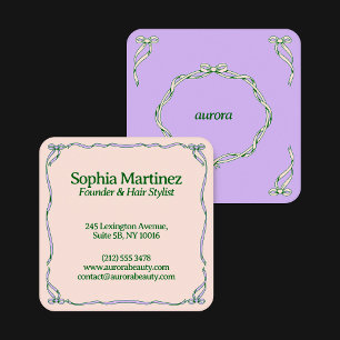 Elegant Ribbon Swirl Decorative Frame Square Business Card
