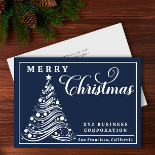 Elegant Ribbon Tree Merry Christmas Business Holiday Card