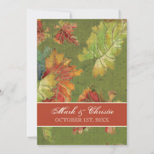 Elegant Rich Colour Autumn Grape Leaf Leaves Batik Invitation