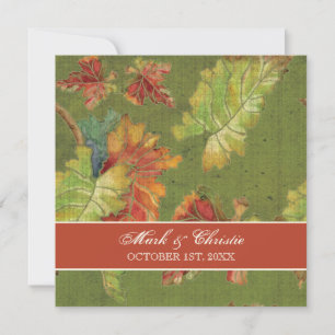 Elegant Rich Colour Autumn Grape Leaf Leaves Batik Invitation