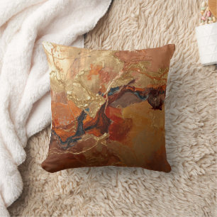 Elegant Rich Copper Patina Metallic gold Cushion
