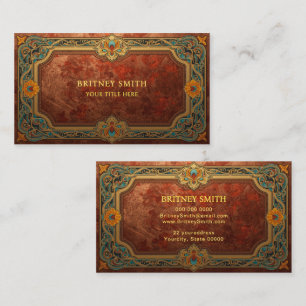 Elegant Rich Copper Patina Metallic gold floral Business Card