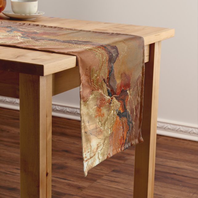 Elegant Rich Copper Patina Metallic gold  Short Table Runner (In Situ)