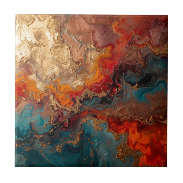 Elegant Rich Copper Patina Metallic gold  Tile (Front)