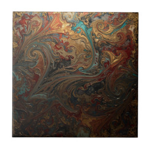 Elegant Rich Copper Patina Metallic gold Tile