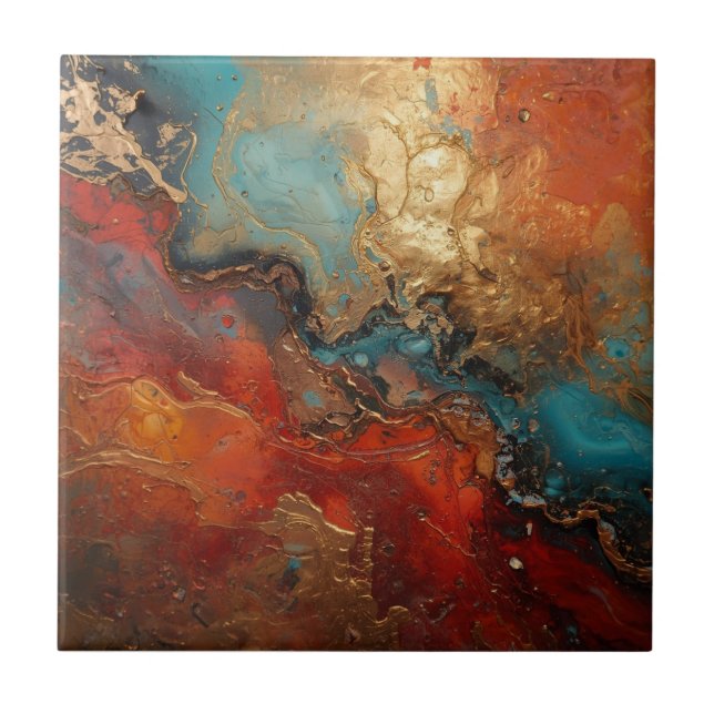 Elegant Rich Copper Patina Metallic gold  Tile (Front)