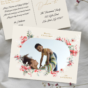 elegant rich cream photo botanical christmas holiday postcard