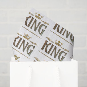 Elegant Rich KING Lettering Gold Metal Royal Crown Tissue Paper
