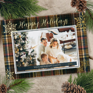 Elegant Rich Plaid Heirloom Style Happy Holidays