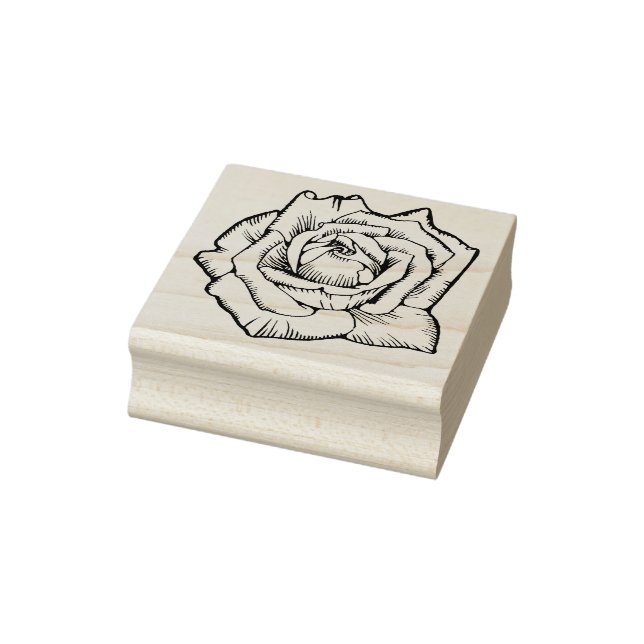 Elegant Rich Rose Blossom Botanical Flower Floral Rubber Stamp (Stamp)