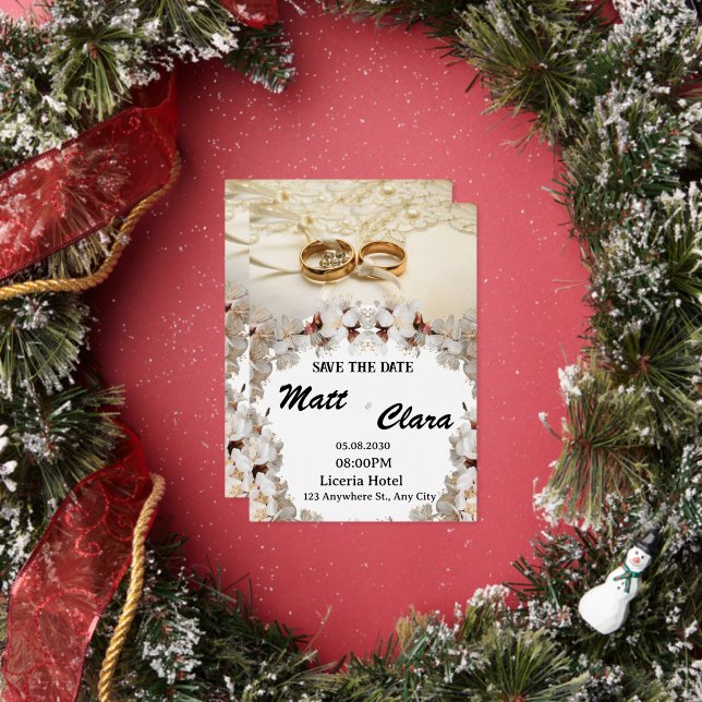 Elegant ring floral wedding invitation (Insitu)