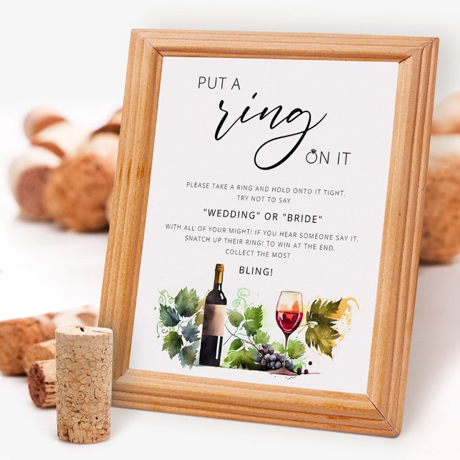 Elegant Ring Game Wine Themed Bridal Shower Sign (Creator Uploaded)
