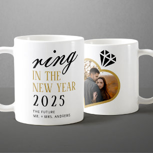 Elegant Ring in the New Year Engagement Christmas Coffee Mug