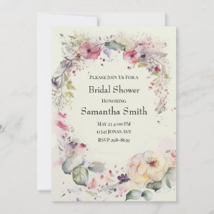 Elegant Ring of Flowers Water Colour Bridal Shower Invitation