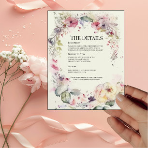 Elegant Ring of Flowers Water Colour Details Card