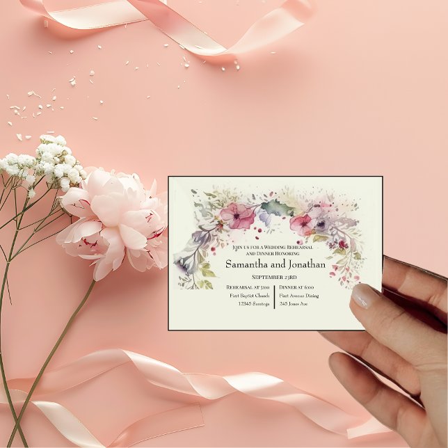   Elegant Ring of Flowers Water Colour Rehearsal  Invitation (Creator Uploaded)