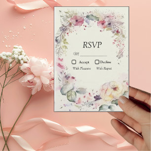 Elegant Ring of Flowers Water Colour RSVP Card
