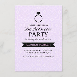 Elegant Ring Purple & Black Bachelorette Invite