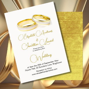 Elegant Rings  Gold Simple Wedding  Invitation