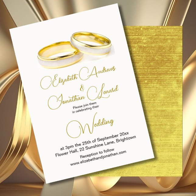Elegant Rings  Gold Simple Wedding  Invitation (Creator Uploaded)