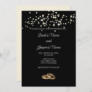 Elegant Rings Rhinestones Wedding Invitation