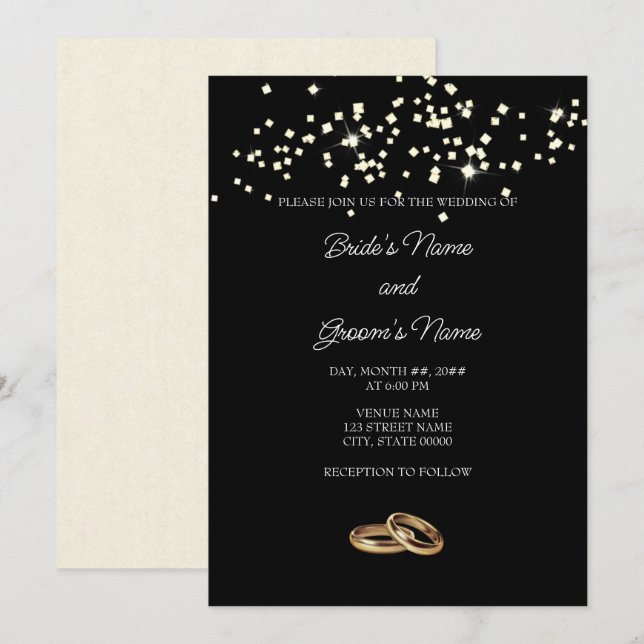 Elegant Rings Rhinestones Wedding Invitation (Front/Back)