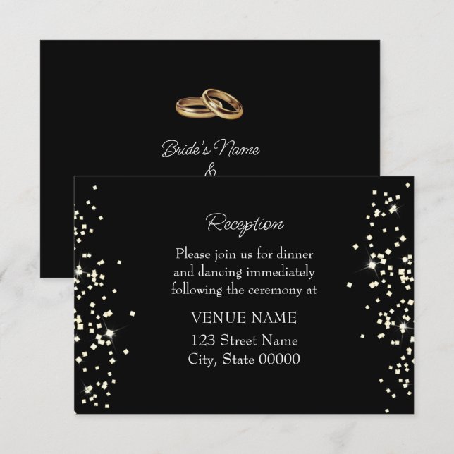 Elegant Rings Rhinestones Wedding Reception Card (Front/Back)