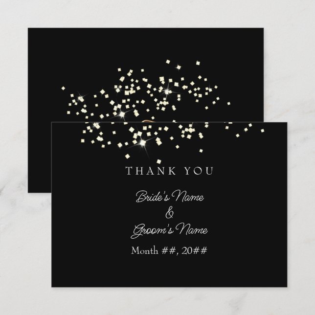 Elegant Rings Rhinestones Wedding Thank You Card (Front/Back)