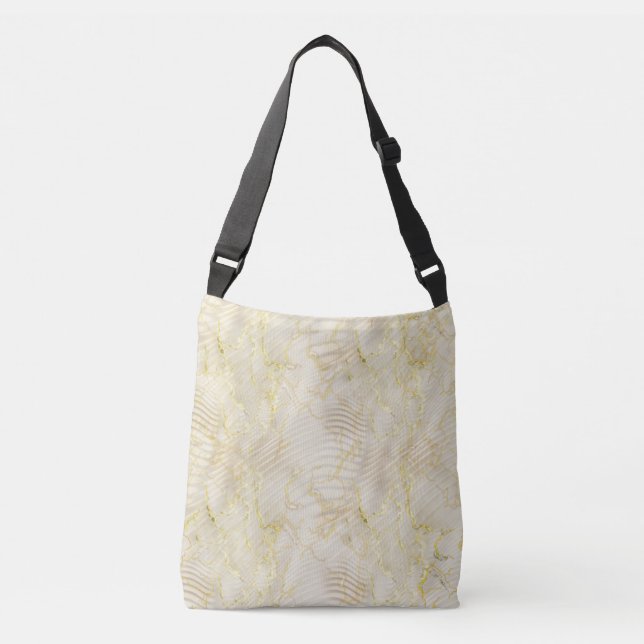 Elegant Ripple Cream & Gold  Crossbody Bag (Front)