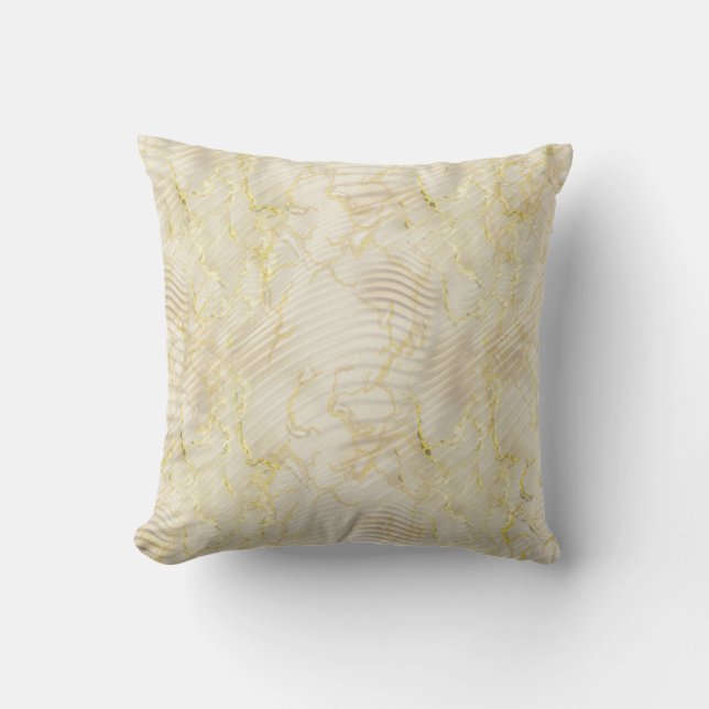 Elegant Ripple Cream & Gold  Cushion (Front)