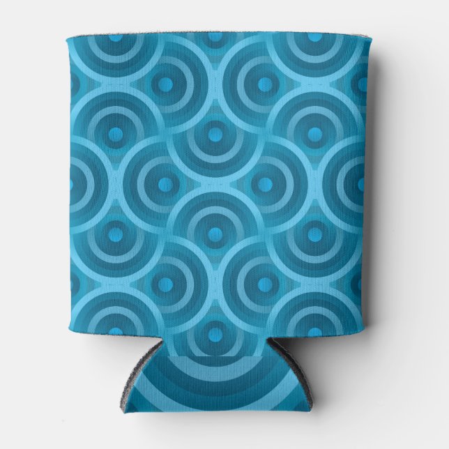 Elegant Ripple Wave, Vintage Blue. Can Cooler (Front)