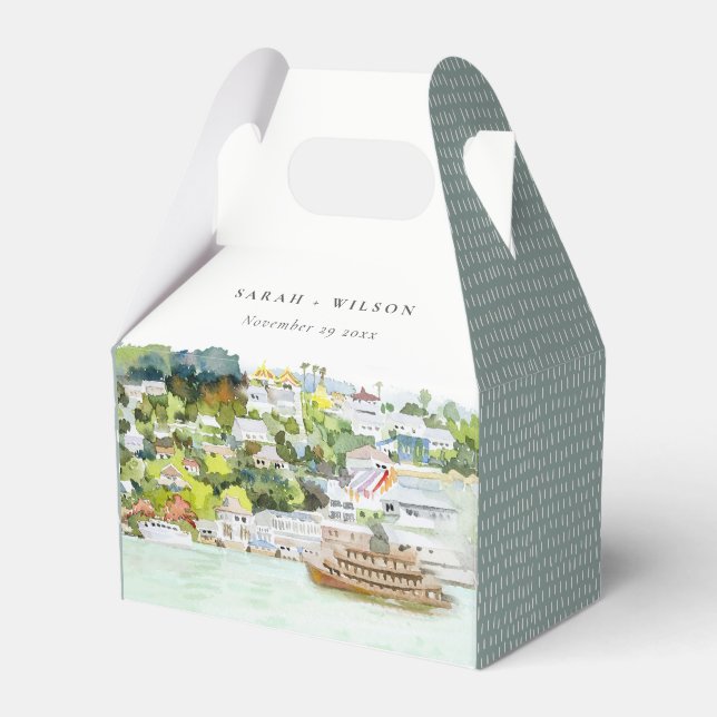 Elegant River Cruise Country Landscape Wedding Favour Box (Front Side)