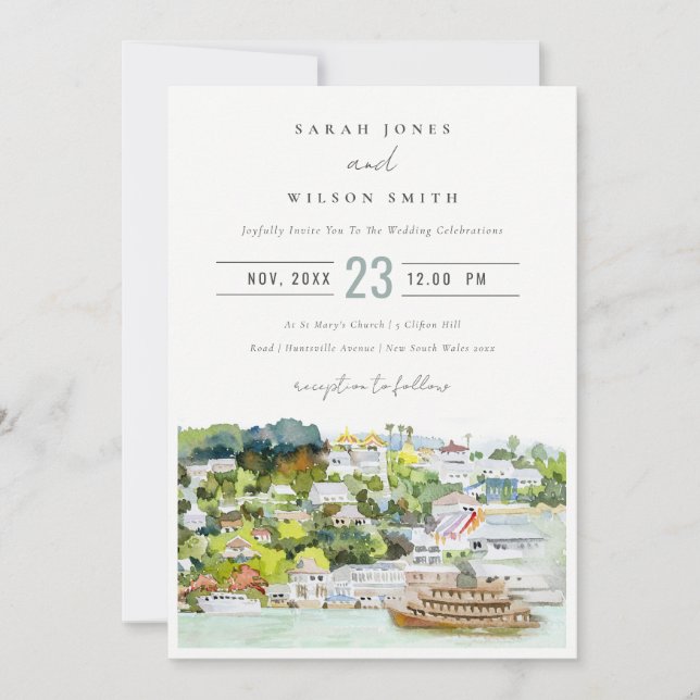 Elegant River Cruise Country Landscape Wedding Invitation (Front)