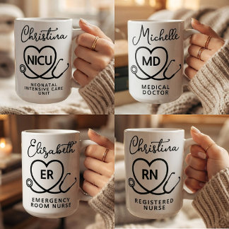 Elegant RN ER NICU Nurse MD Doctor Script Custom  Coffee Mug