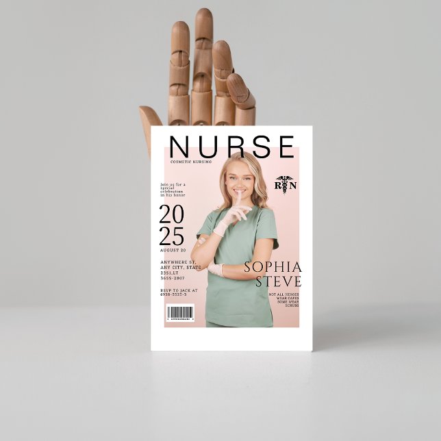 Elegant RN nurse magazine photo graduation  Invitation (Creator Uploaded)