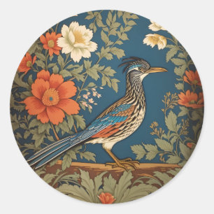 Elegant Roadrunner Bird William Morris Inspired Classic Round Sticker