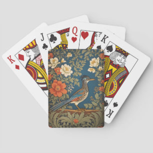 Elegant Roadrunner Bird William Morris Inspired Playing Cards
