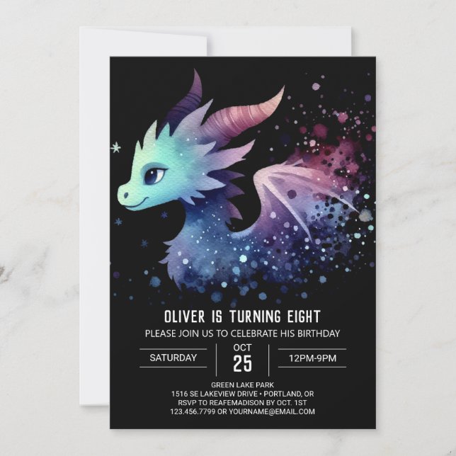 Elegant Roaring Dragon Birthday Invitation (Front)