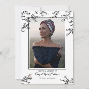 Elegant Robin Bird Funeral Thank You Bereavement Card