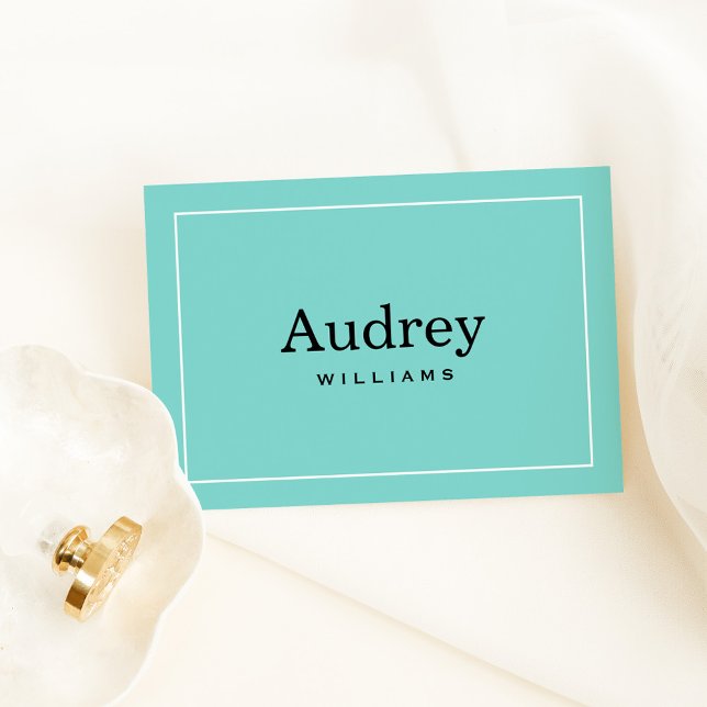 Elegant Robin Egg Blue Monogram Folded Note Card (Creator Uploaded)