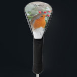 Elegant Robin in Snow Red Berries Personalised Golf Head Cover<br><div class="desc">Introducing our Robin in Snow Golf Head Cover – a delightful fusion of nature and golf, designed to enhance both your game and your connection with the outdoors. This head cover showcases a charming image of a robin surrounded by a backdrop of vibrant red holly berries against the pure white...</div>