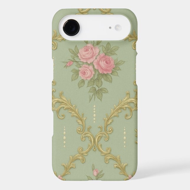 Elegant Rococo Floral Pattern in Soft Pastels (Back)