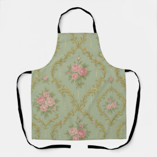 Elegant Rococo Floral Pattern in Soft Pastels Apron