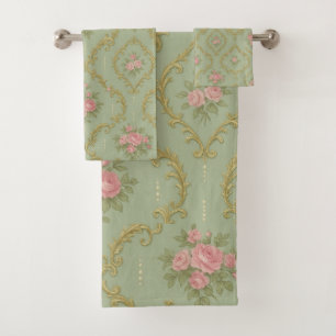 Elegant Rococo Floral Pattern in Soft Pastels Bath Towel Set