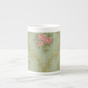 Elegant Rococo Floral Pattern in Soft Pastels Bone China Mug