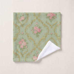 Elegant Rococo Floral Pattern in Soft Pastels Wash Cloth