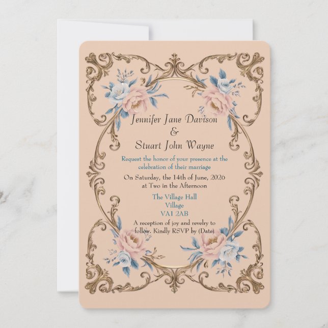 Elegant Rococo-Style Wedding Invitation (Front)