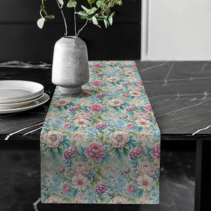 Elegant Rococo Table Runner Ornate Floral Patterns