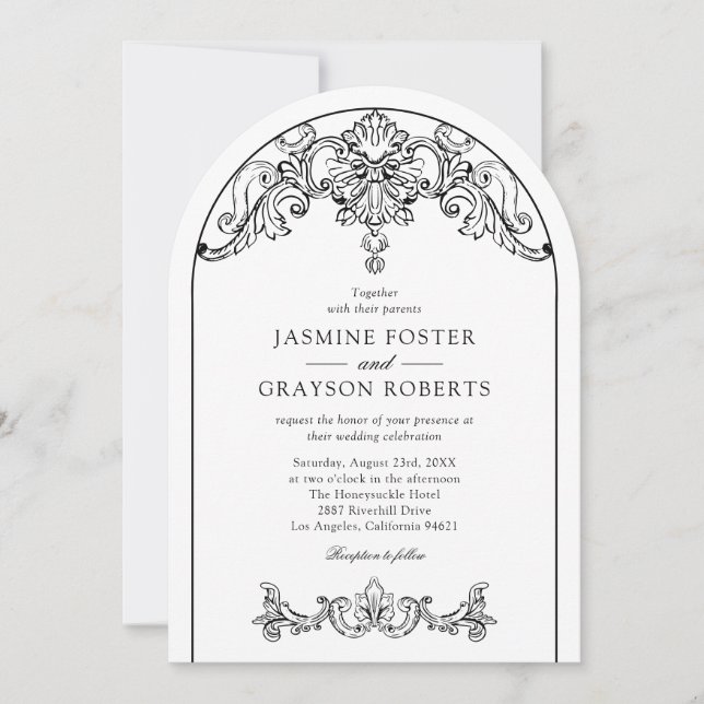 Elegant Rococo Vintage Wedding Invitation (Front)