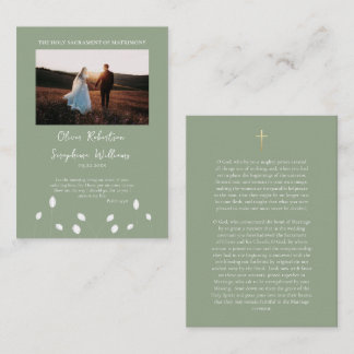 Elegant Roman Catholic Wedding Photo Prayer Card